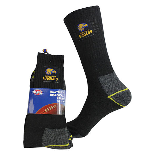 West Coast Eagles Work Socks 2pk